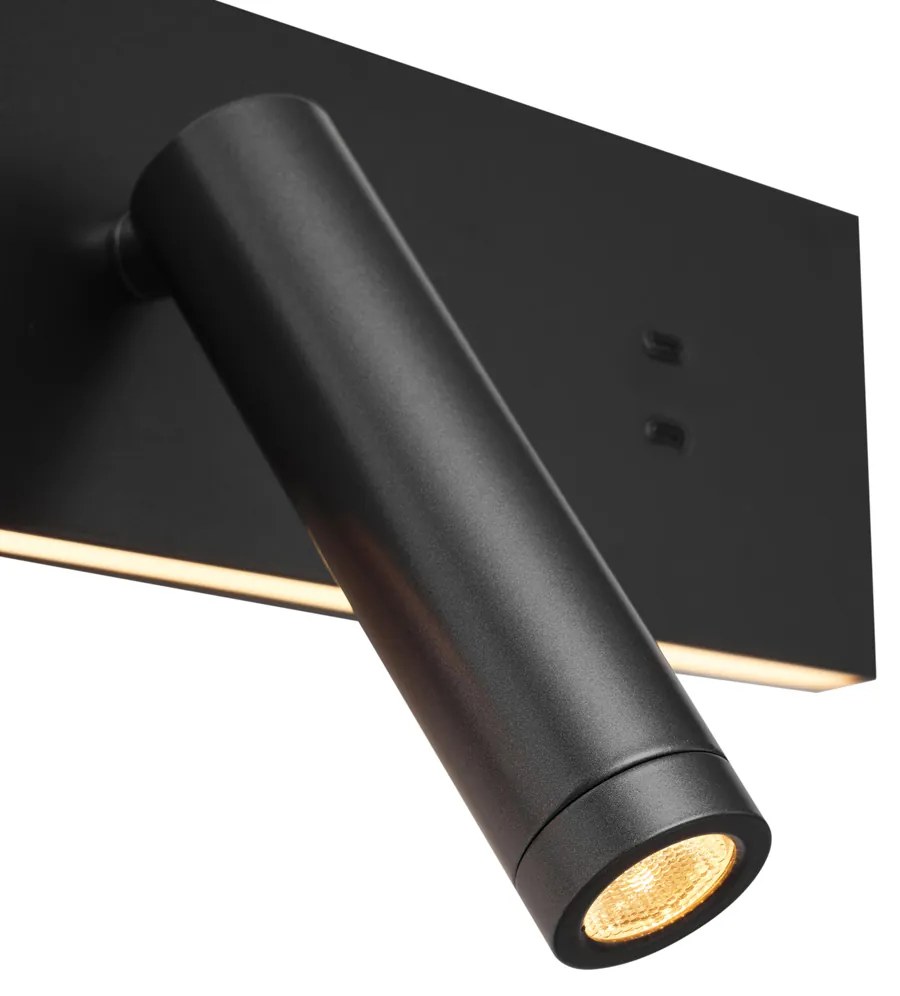 Wandlamp zwart verstelbaar met USB-C incl. LED - Modric Modern Binnenverlichting Lamp