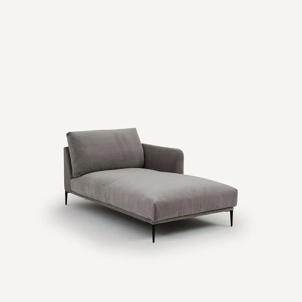 Longchair, in stonewashed fluweel, Oscar, ontwerp Emmanuel Gallina