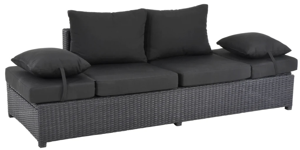 Lesli Living Loungebank - Roma - Zwart - Wicker - Lesli Living