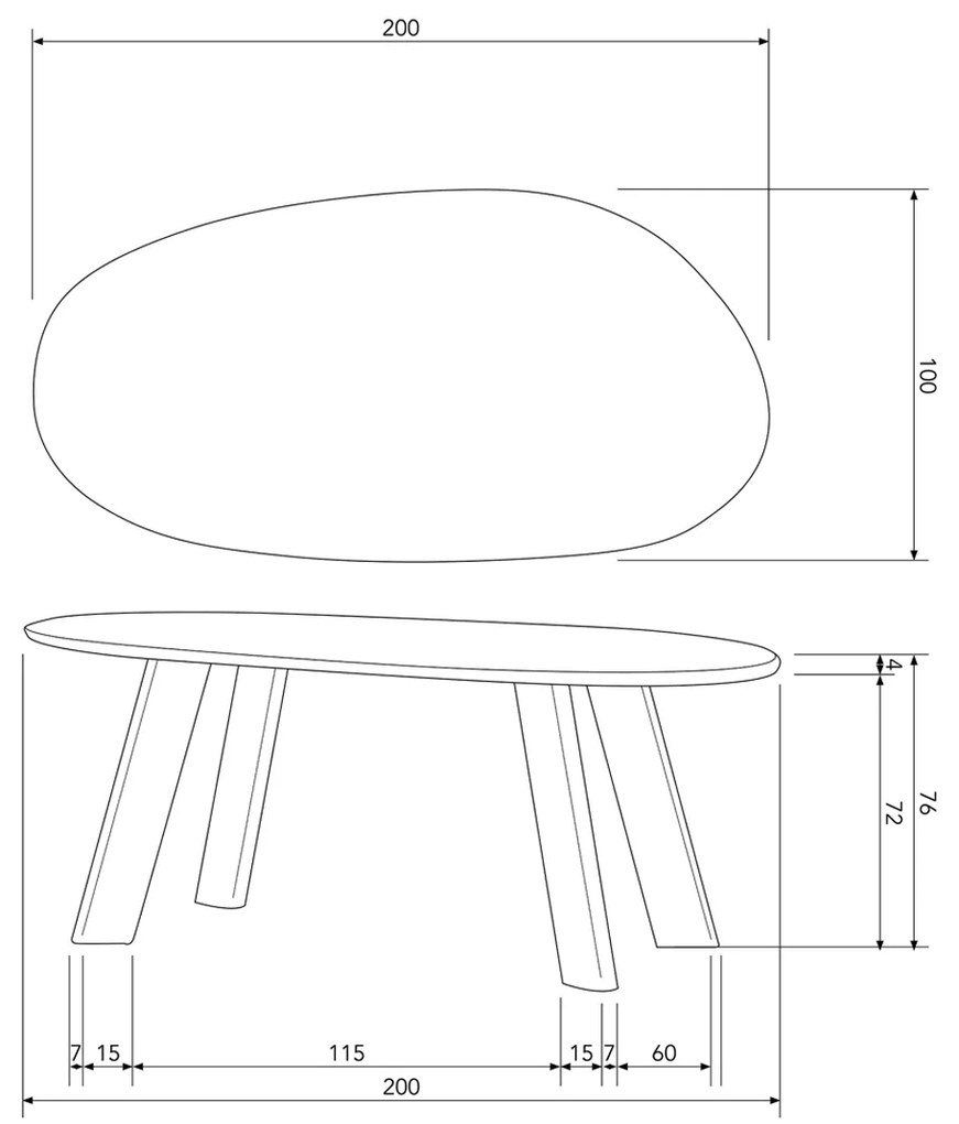 BePureHome Roundly Organische Eettafel Walnoot - 200 X 100cm.