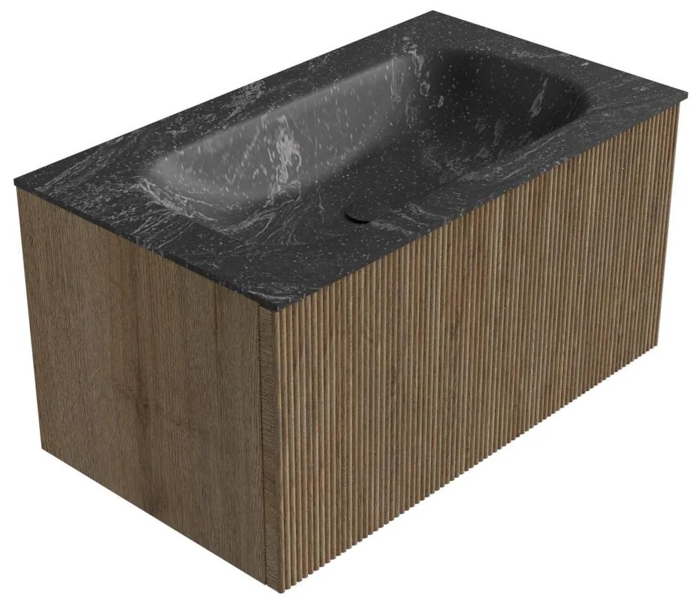 Mondiaz Kurve-dlux 80cm badmeubel dusk met 1 lade en wastafel big small midden zonder kraangat lava