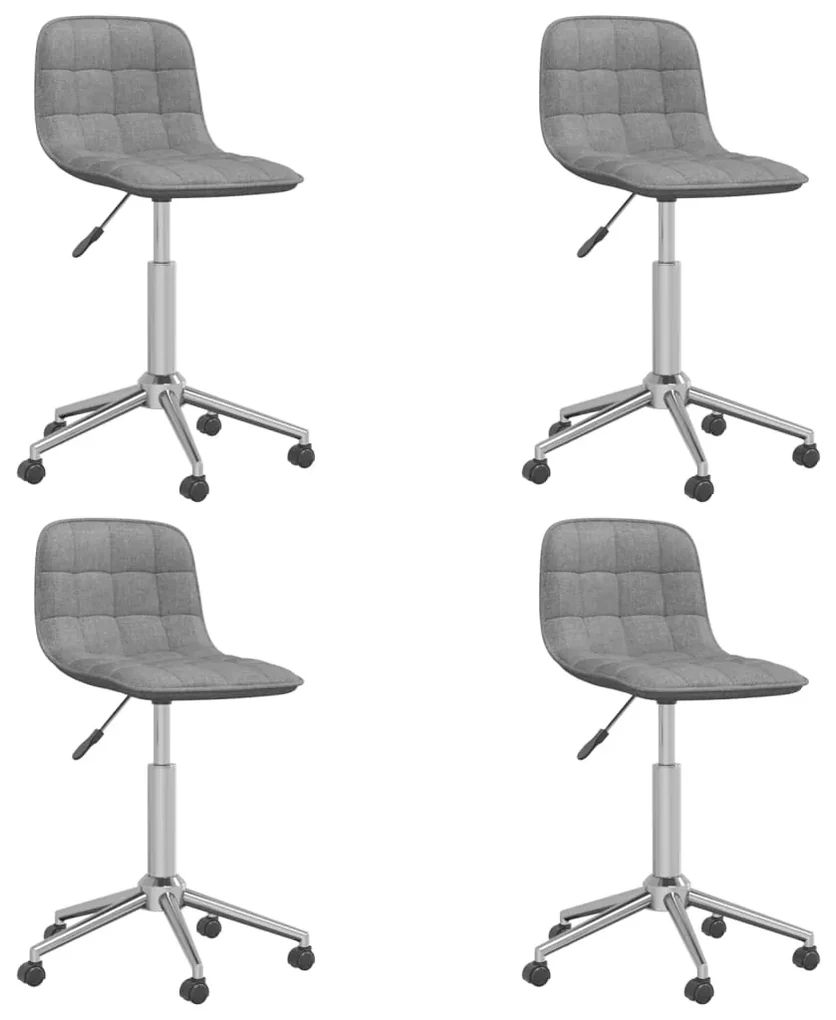 vidaXL Eetkamerstoelen draaibaar 4 st stof lichtgrijs