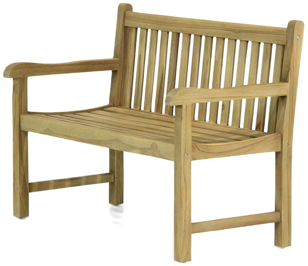 Tuinbank  teak 120 cm incl. kussen antraciet Teak Old teak greywash Garden Collections Preston  incl. kussen antraciet