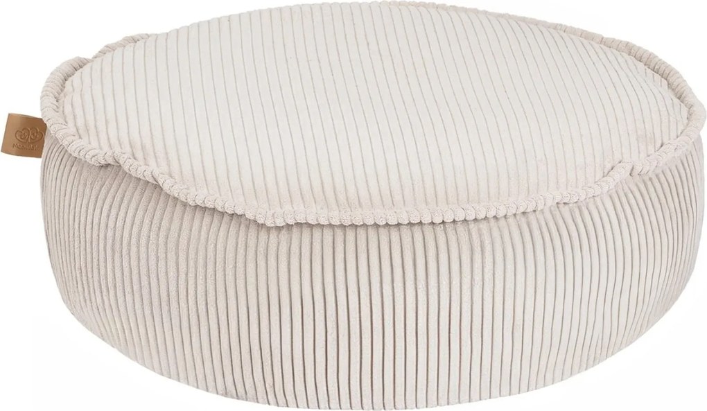 Ronde Kinderpoef Aesthetic Rib - Ecru
