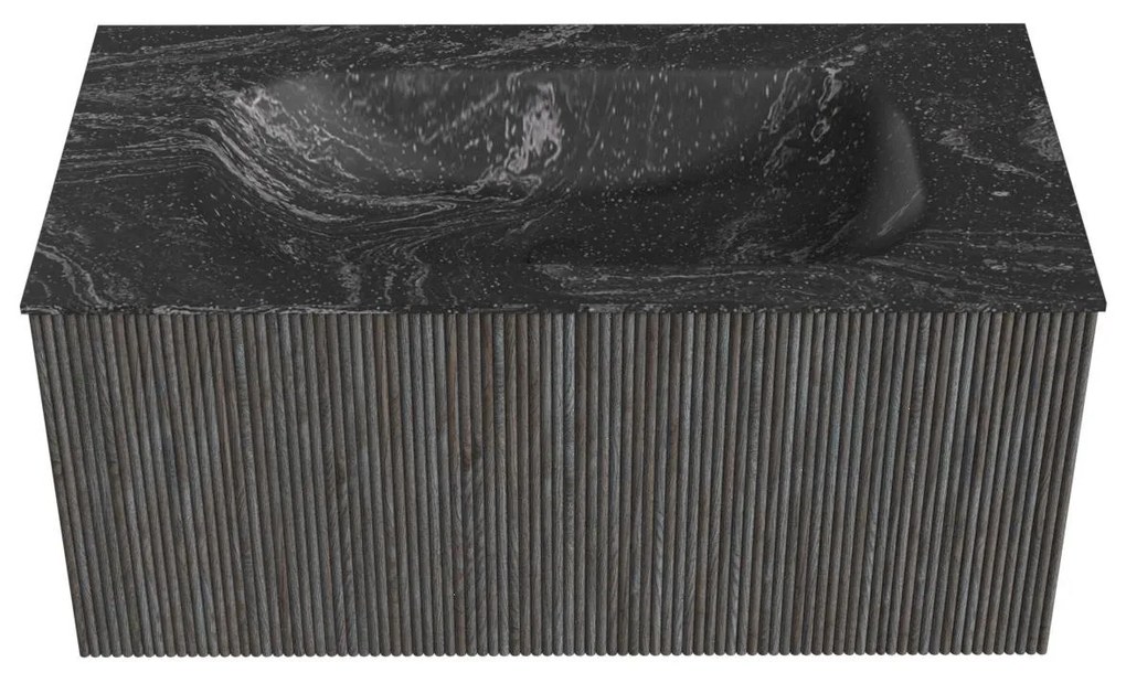 Mondiaz Kurve-dlux 90cm badmeubel shadow met 1 lade en wastafel big small midden zonder kraangat lava