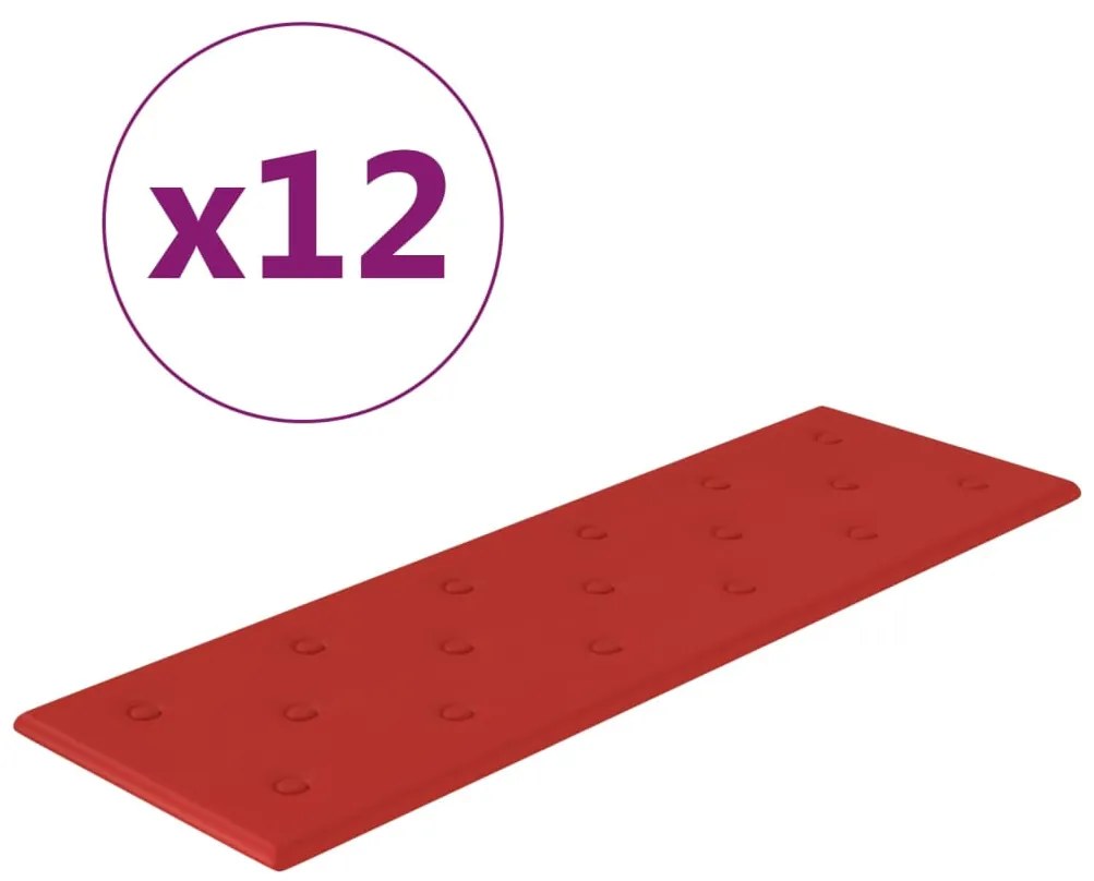 vidaXL Wandpanelen 12 st 3,24 m² 90x30 cm kunstleer wijnrood