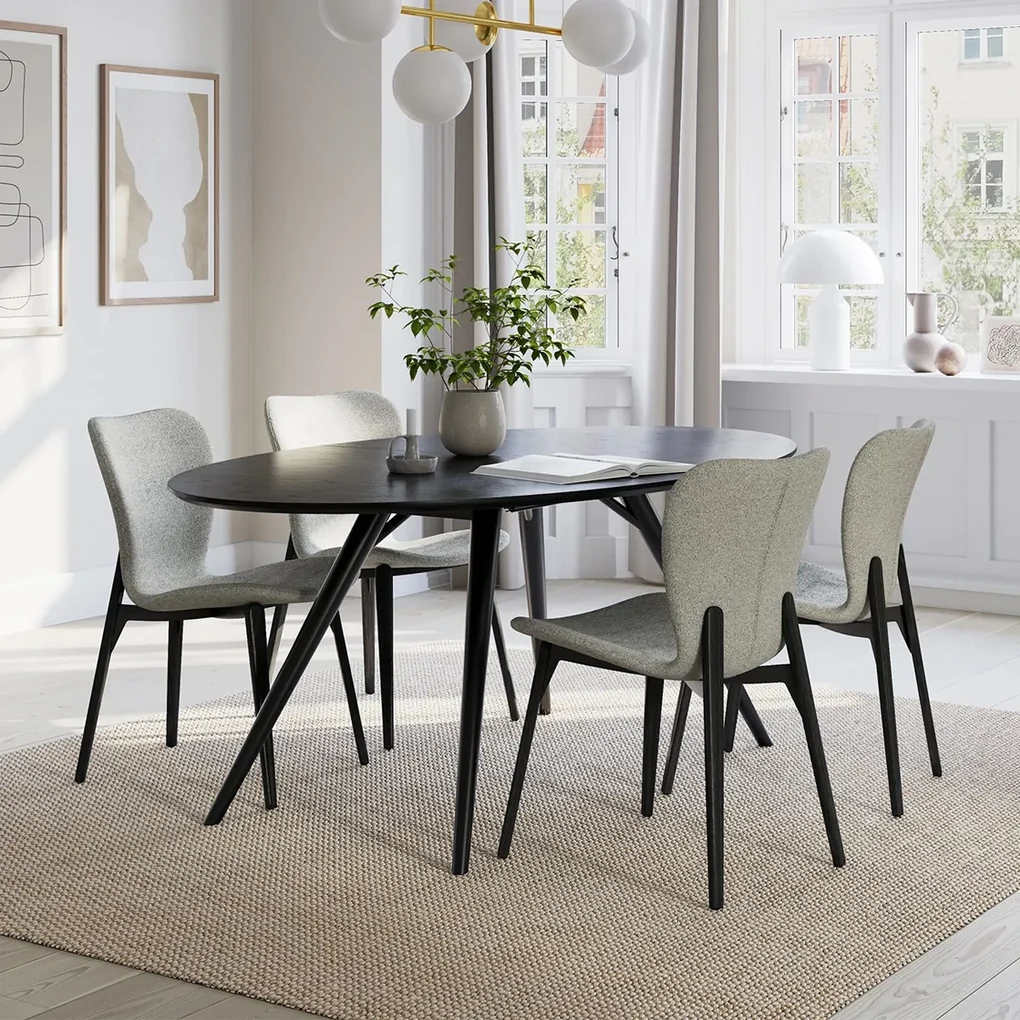 Dan-Form Paragon Design Eetkamerstoel Grijsbruin Boucle Met Zwart Essen