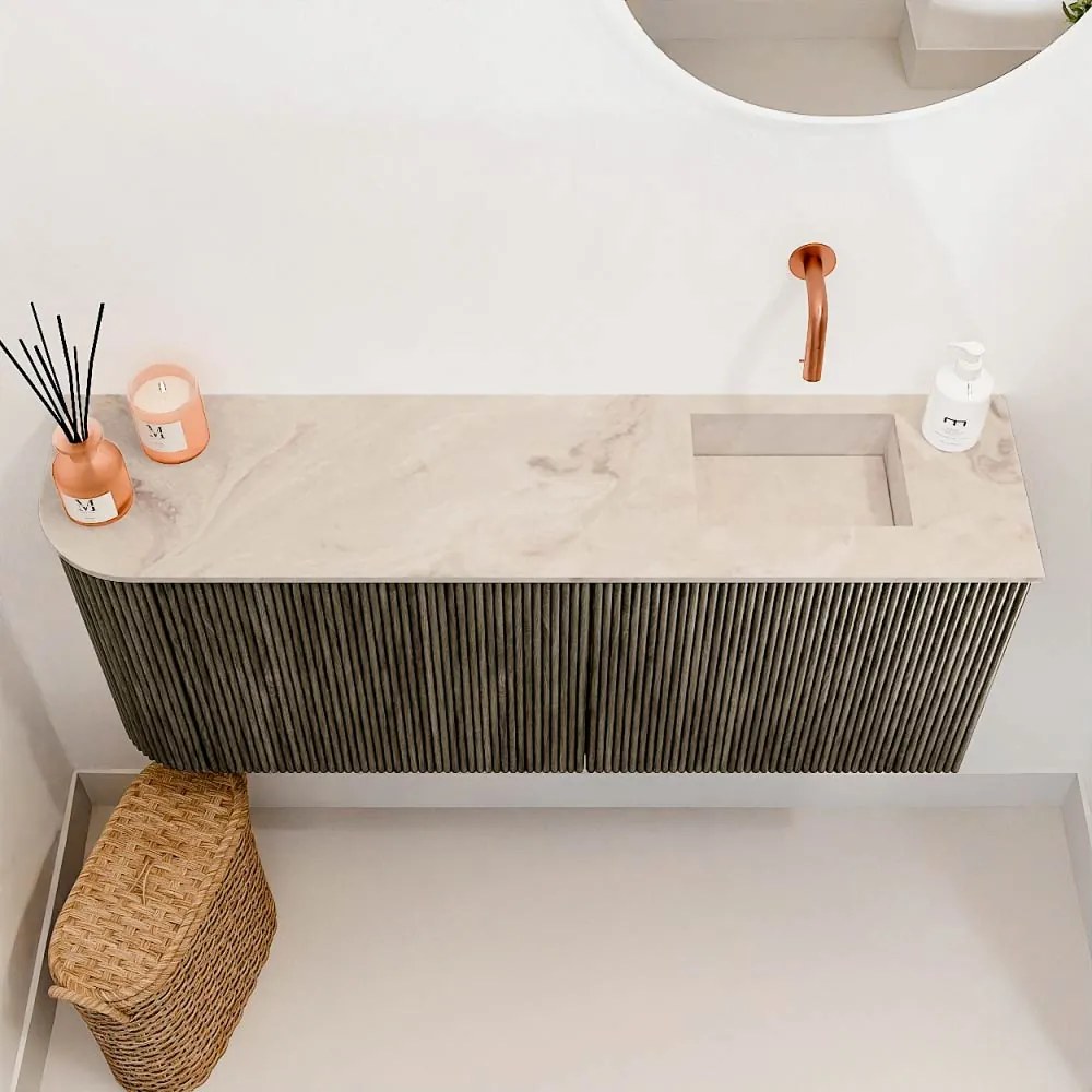 Mondiaz Joya DLux 100cm toiletmeubel ronding links shadow met wastafel faye rechts zonder kraangat frappe