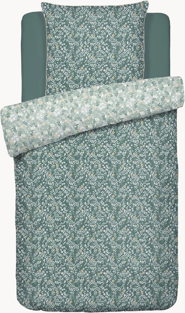 Katoensatijnen dekbedovertrekset Feuillage Fleuri