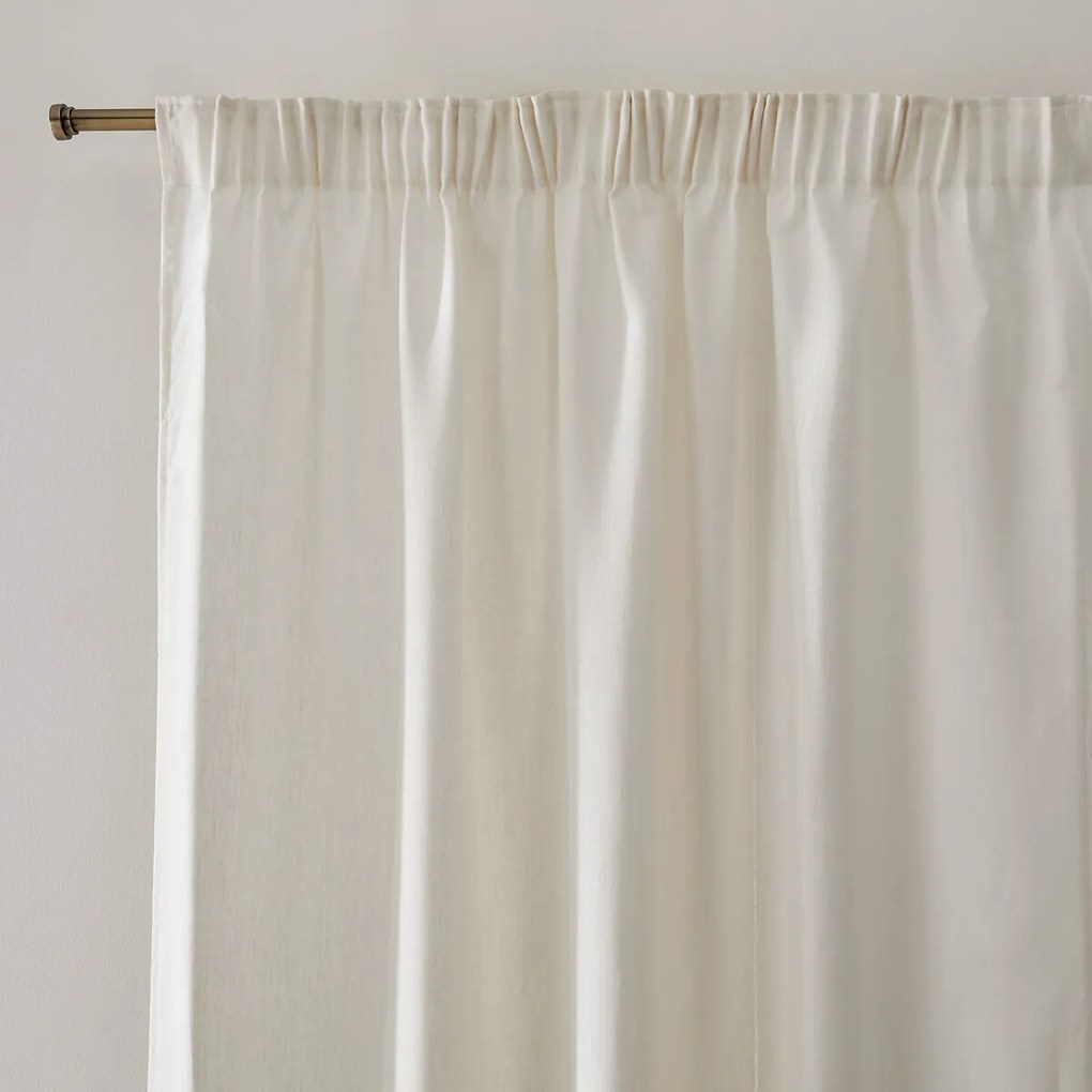 Schermgordijn van gewassen linnen, met gerimpelde bies en golf, ONEGA