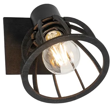 Industriële wandlamp zwart draai- en kantelbaar - Fotu Industriele / Industrie / Industrial E27 rond Binnenverlichting Lamp