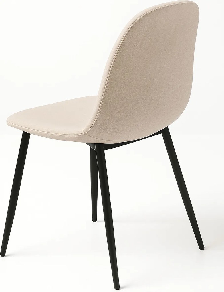 Set van 4 Zwarte Teok Stoffen Stoelen