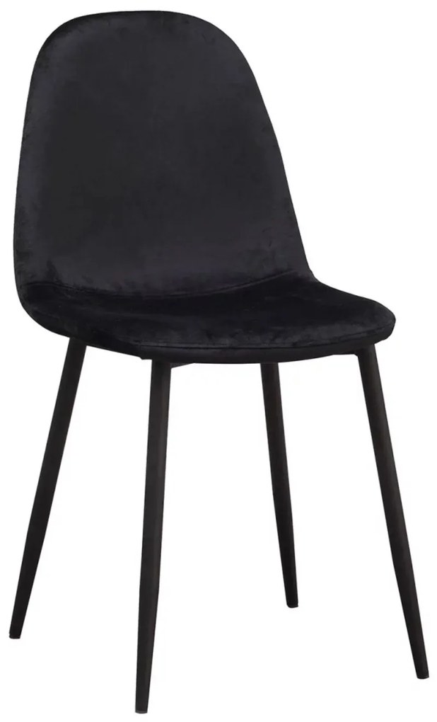 Set 4 Stoelen Teok Zwart Fluweel