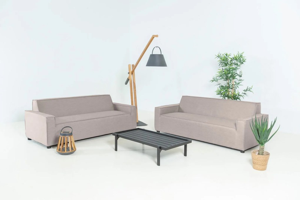 Flow. Club sofa set taupe chiné All Weather loungeset Beige Sunbrella loungeset Sofaset outdoor textiel - weerbestendig