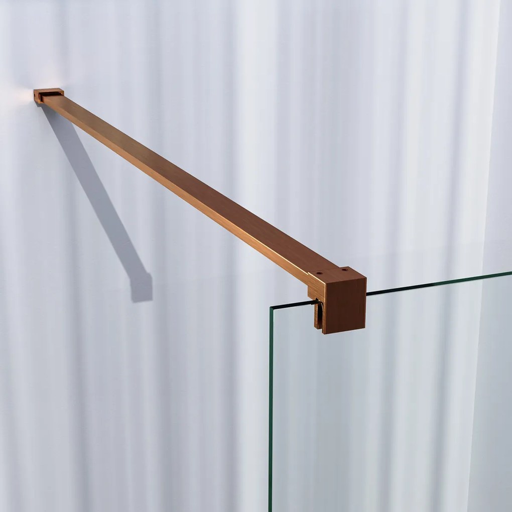 Brauer Copper Season inloopdouche helder glas 120x200 met muurprofiel koper geborsteld