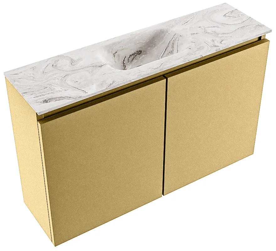 Mondiaz Ture DLux toiletmeubel 80cm oro met wastafel glace midden met kraangat