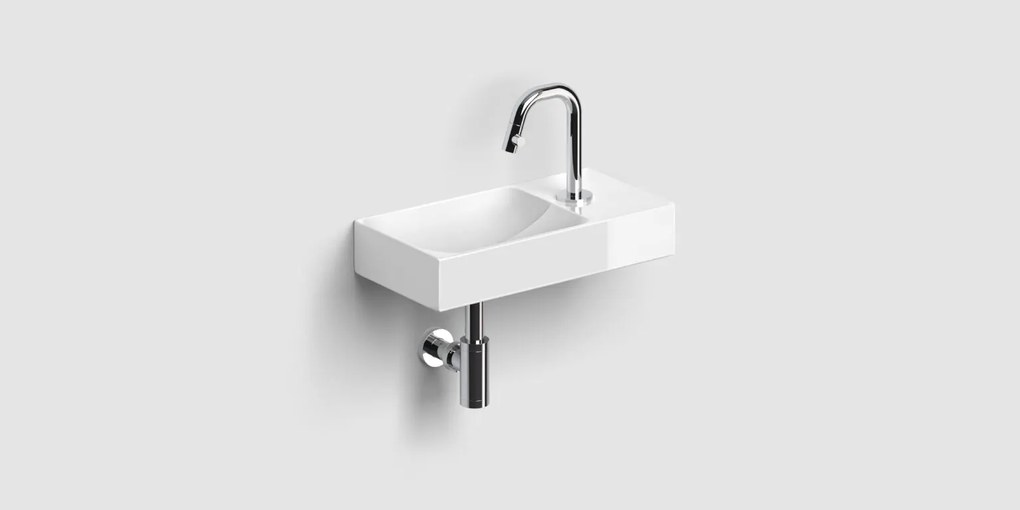 Clou Vale keramische fontein 38cm met kraangat rechts wit glans