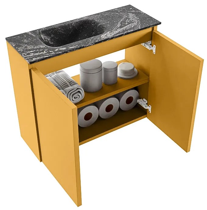 Mondiaz Ture DLux toiletmeubel 60cm ocher met wastafel lava links zonder kraangat