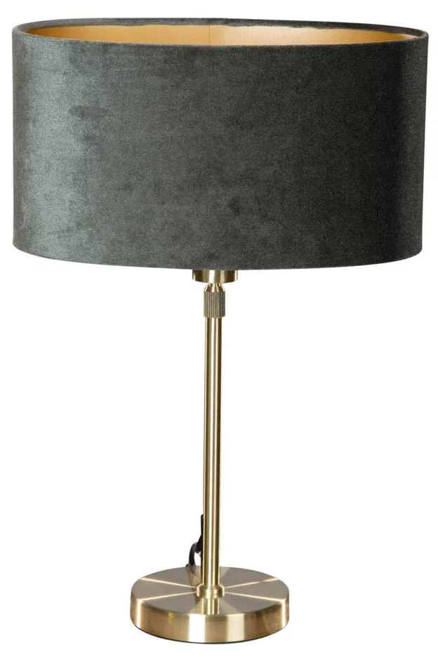 Tafellamp goud met ovale velours kap groen 35cm - Parte Modern, Klassiek / Antiek E27 Binnenverlichting Lamp