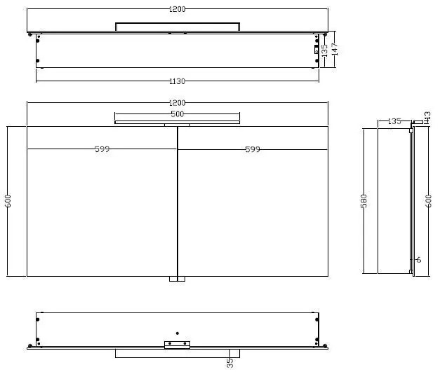 Mueller Basic aluminium spiegelkast 120 met LED verlichting