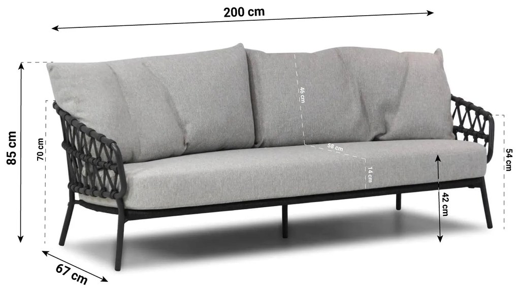 Stoel en Bank Loungeset 5 personen Aluminium/Rope Grijs  4 Seasons Outdoor Seasons