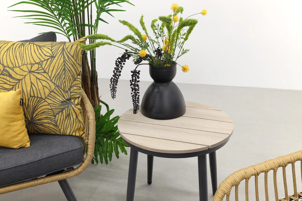 Garden Impressions Margriet stoel-bank loungeset - Natural rotan/Mystic Grey - 5 delig