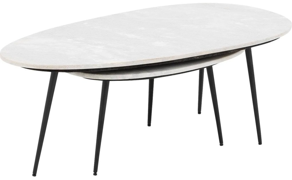 Goossens Salontafel Enzo ovaal, marmer wit, elegant chic, 110 x 40 x 55 cm