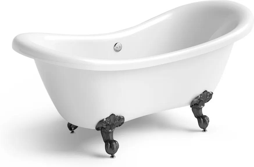 Vrijstaand bad Victoria Ovaal Slipper bad met zwarte sierpoten - 160 x