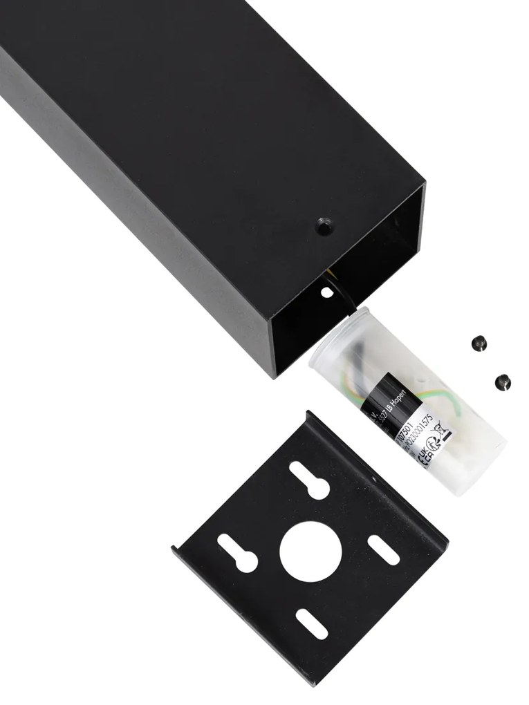 Staande buitenlamp zwart met smoke kap 30 cm - Denmark