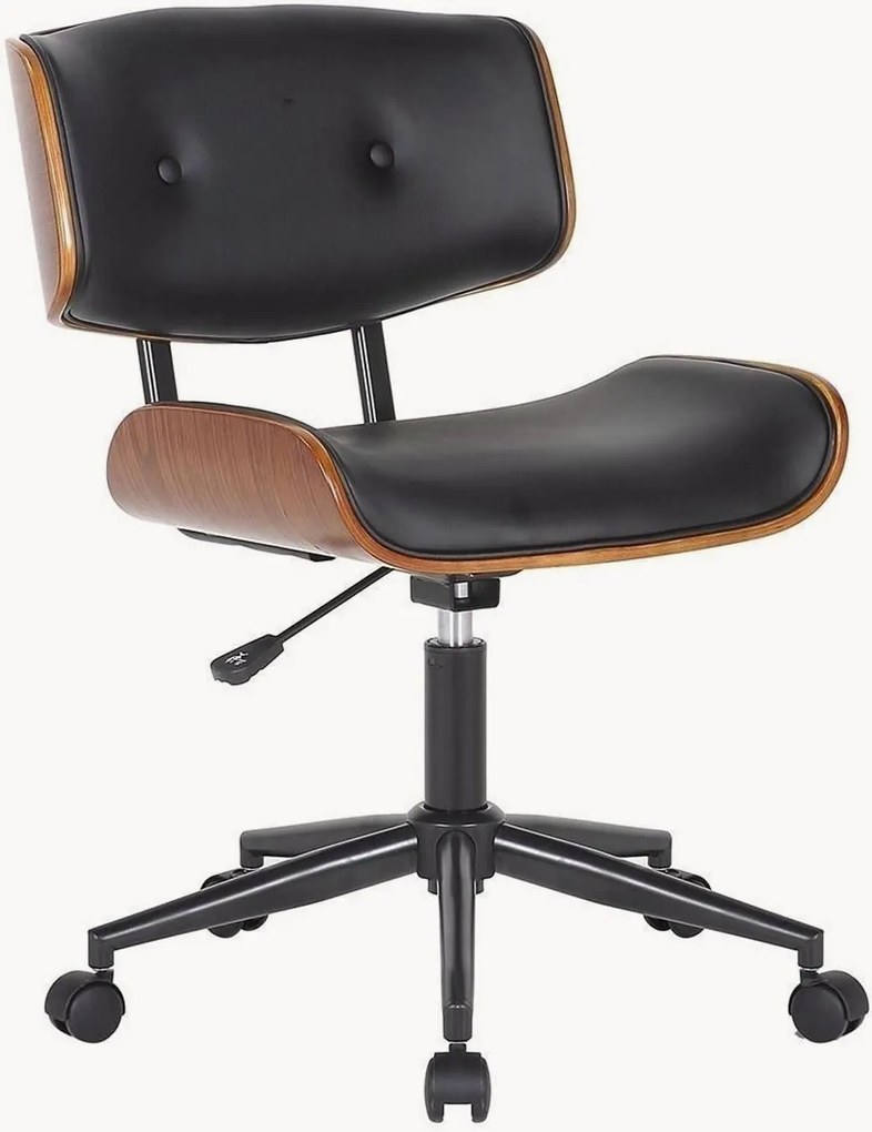 Kunstlederen/houten bureaustoel Visby, in hoogte verstelbaar