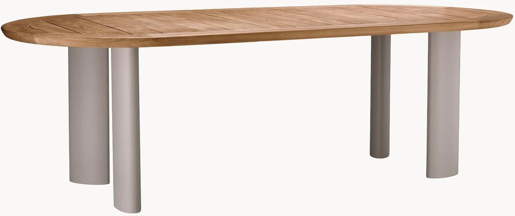 Ovale tuintafel Mogador met teakhouten tafelblad, 247 x 110 cm