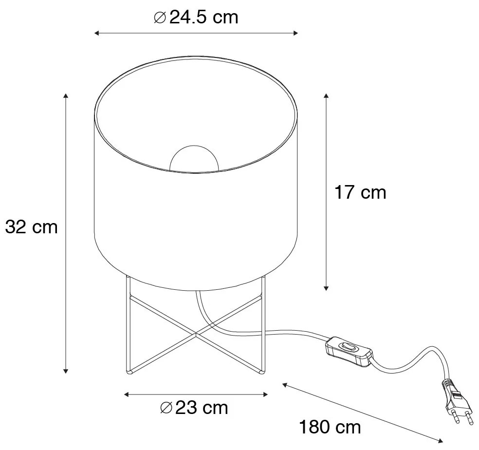 Stoffen Moderne tafellamp zwart met grijze kap - Hina Modern E27 rond Binnenverlichting Lamp
