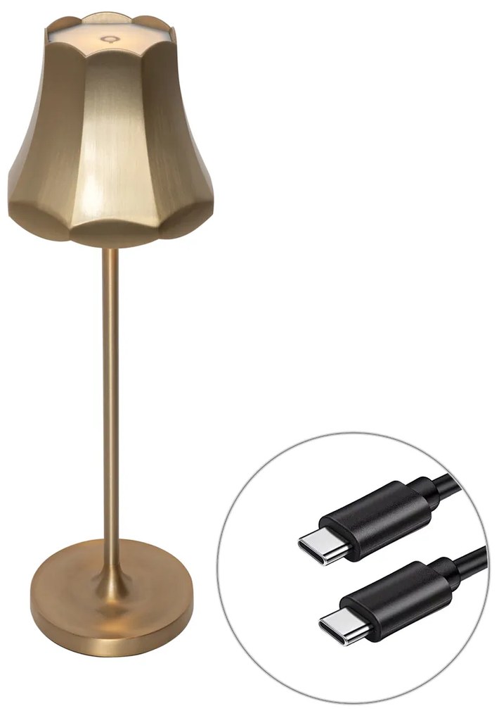 Retro tafellamp goud oplaadbaar IP44 - Granny