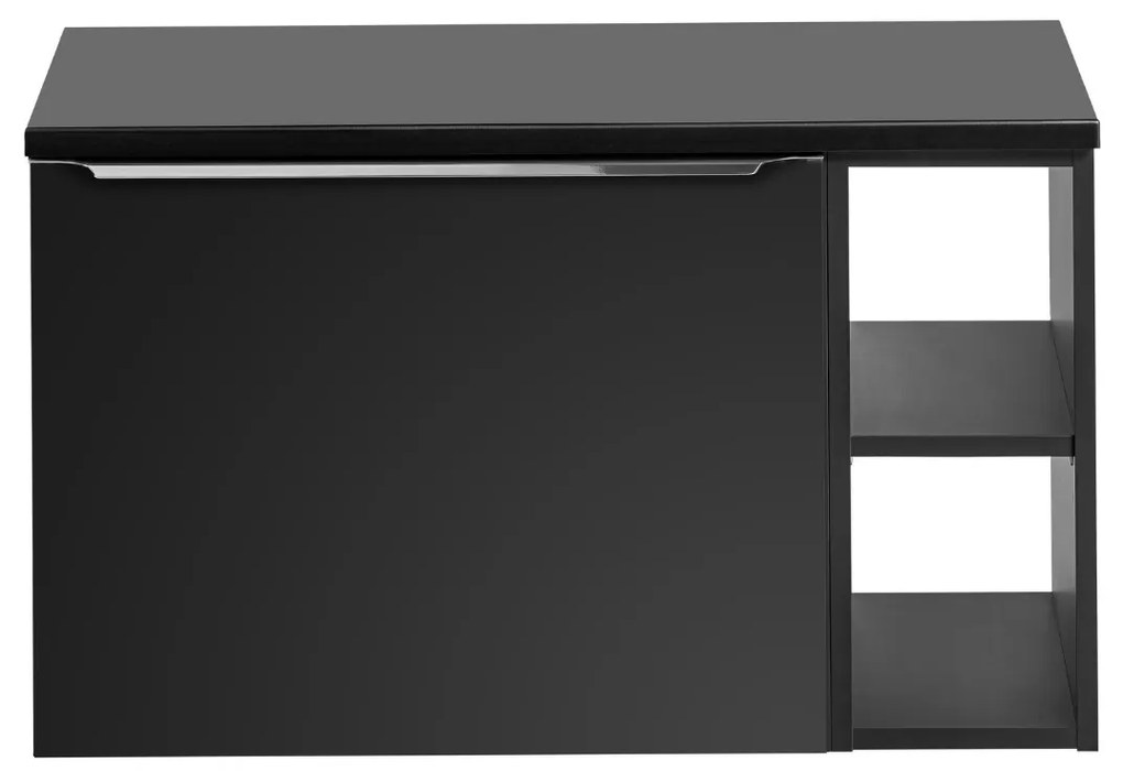 Comad Santa Fe Black badkamermeubel 80cm met open kast en toppaneel zwart mat