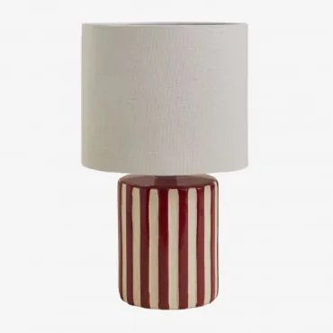 Araminta Keramische En Linnen Tafellamp Beige Tapioca - Wijnrood - Sklum