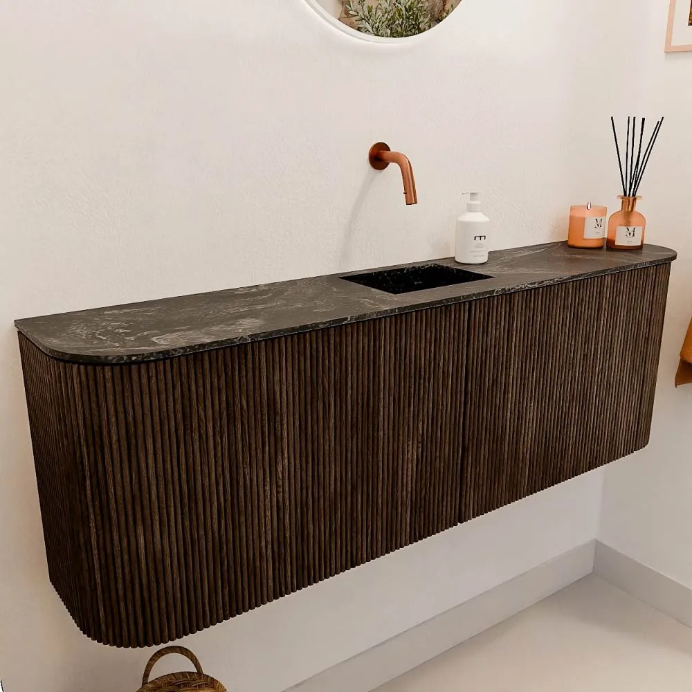 Mondiaz Joya DLux 125cm toiletmeubel ronding links/rechts walnut met wastafel faye midden zonder kraangat lava