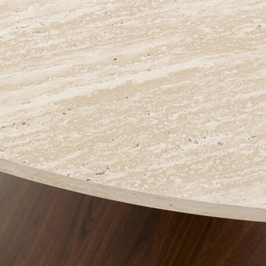 Ronde Eettafel Travertinlook - 120 X 120cm.