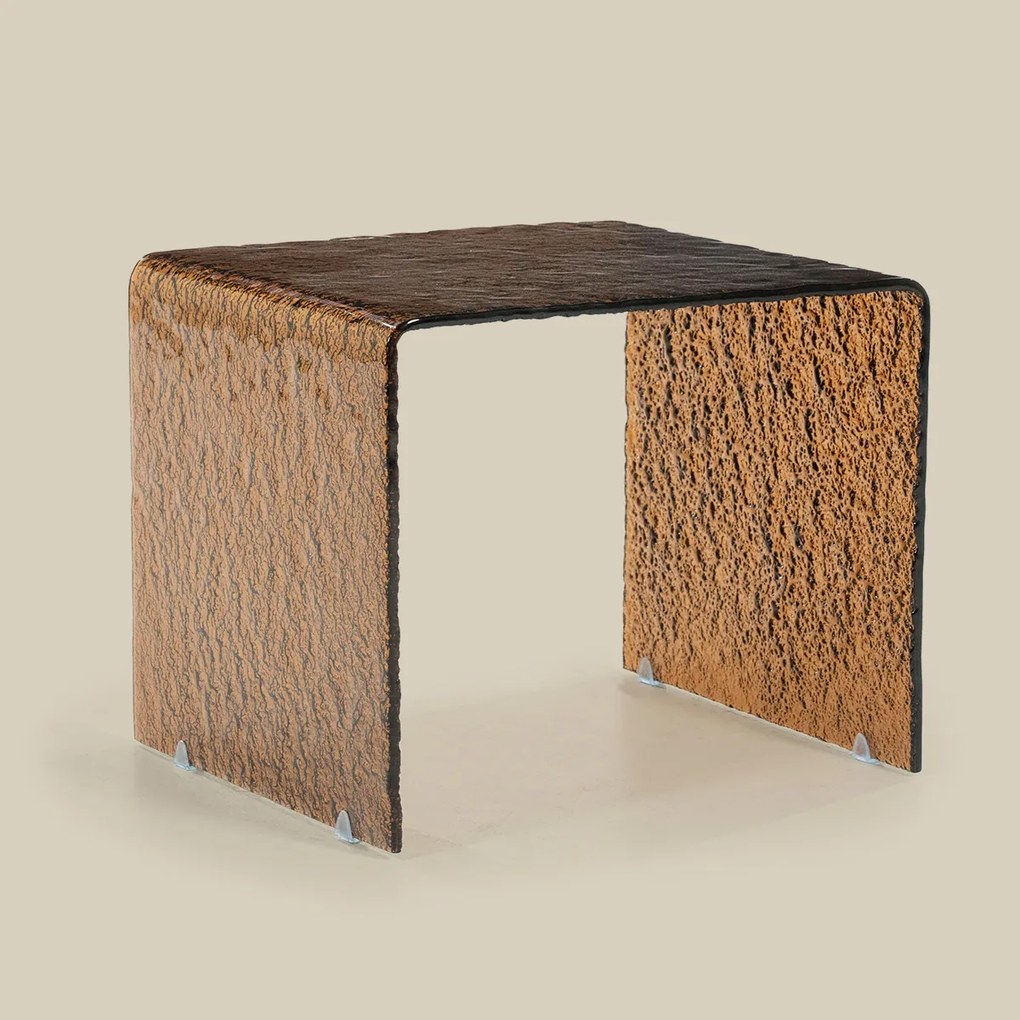Glazen Bijzettafel Retro Bruin - 50 X 45cm.