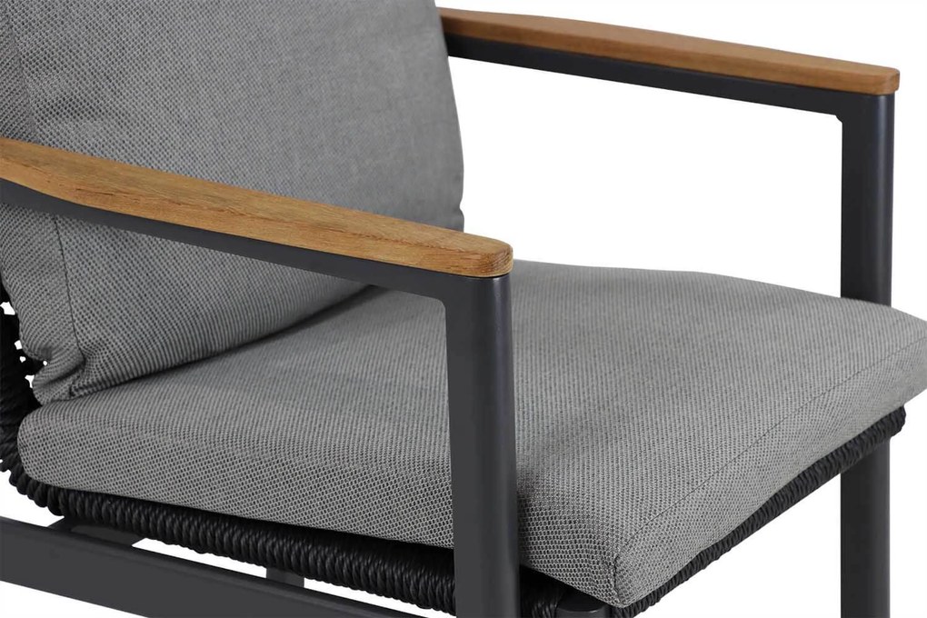 Tuinset Ronde Tuintafel 6 personen 150 cm Aluminium/rope Grijs Coco Ralph/Fabriano