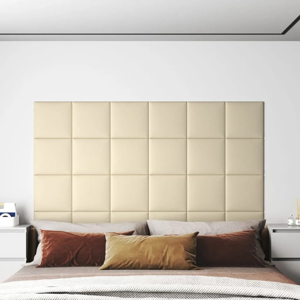 vidaXL Wandpanelen 12 st 1,08 m² 30x30 cm kunstleer crèmekleurig