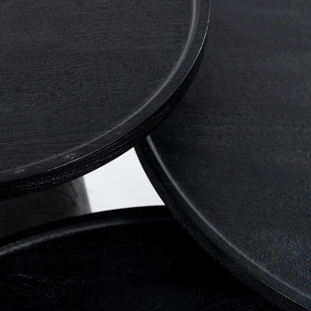 Ronde Salontafel Zwart Mangohout 80 Cm - 80 X 80cm.