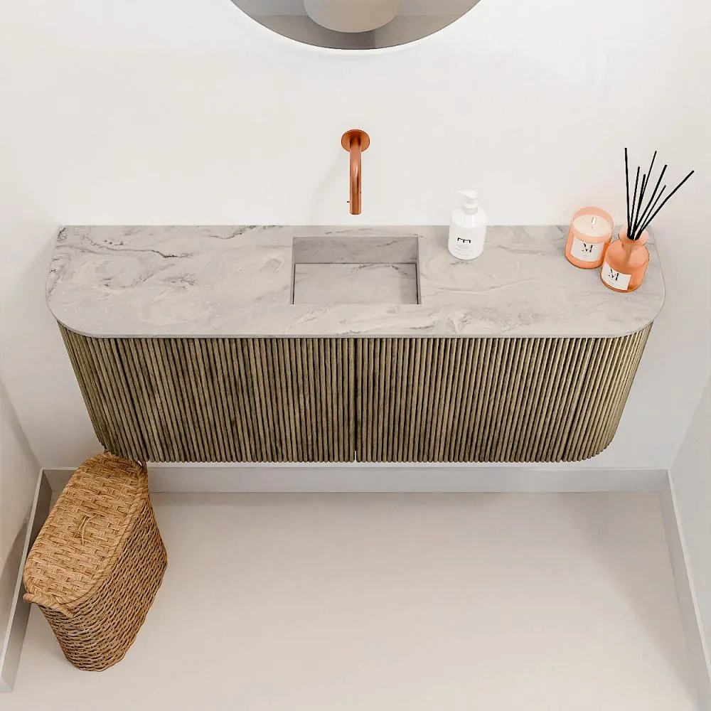 Mondiaz Joya DLux 105cm toiletmeubel ronding links/rechts dusk met wastafel faye midden zonder kraangat glace