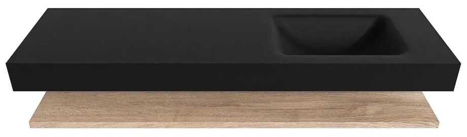 Zaro Alan badmeubel 160cm met planchet washed oak en vrijhangende wastafel cloud rechts 1 kraangat urban