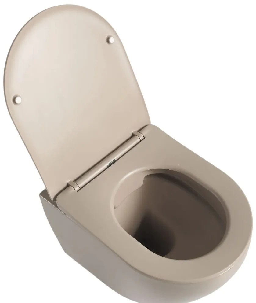 Lambini Design Kala hangend randloos toilet met softclose zitting beige mat