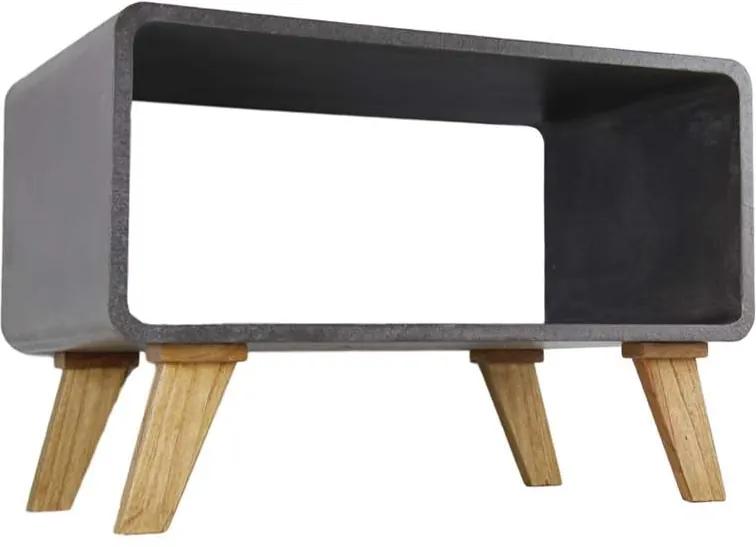 HSM Collection salontafel rechthoek - grijs beton/teak - 90x60x42 cm - Leen Bakker