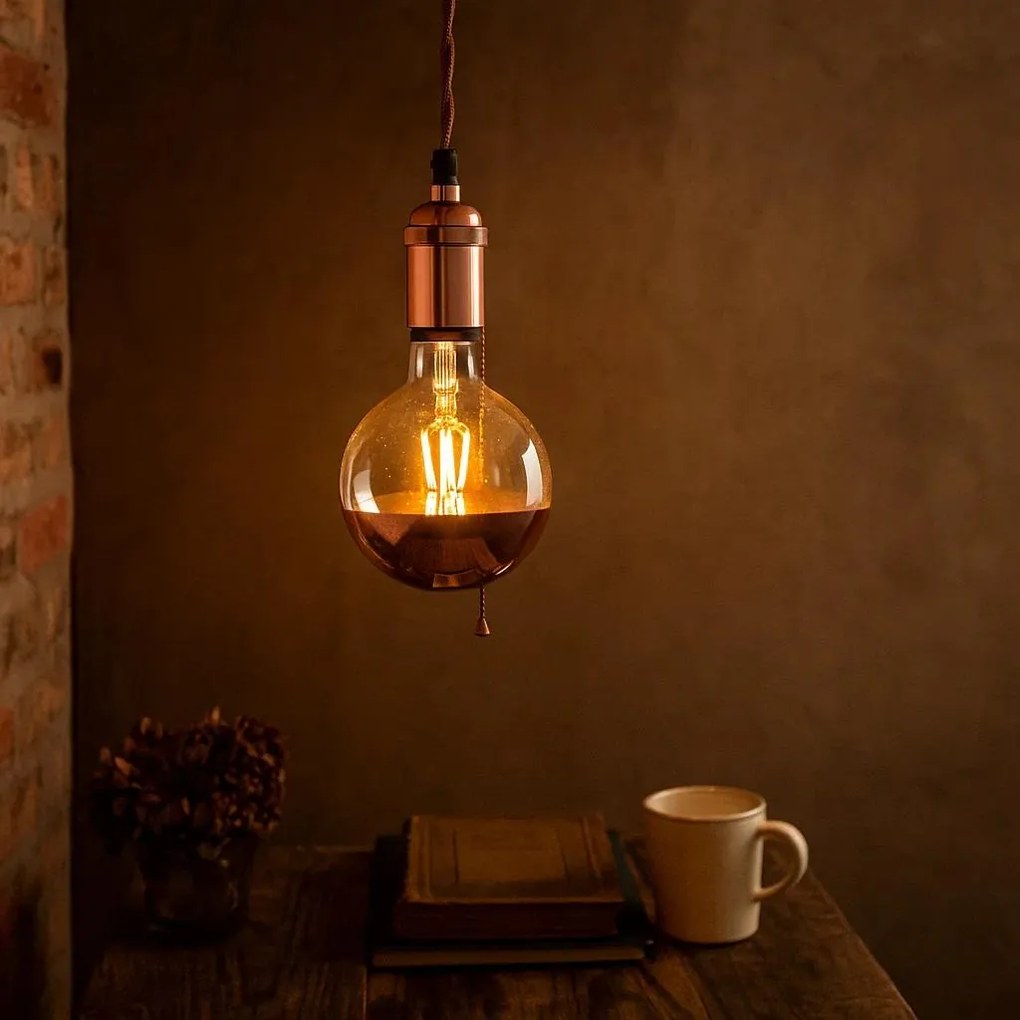 Byron antiek koper hanglamp – pendel aluminium E27 500 cm