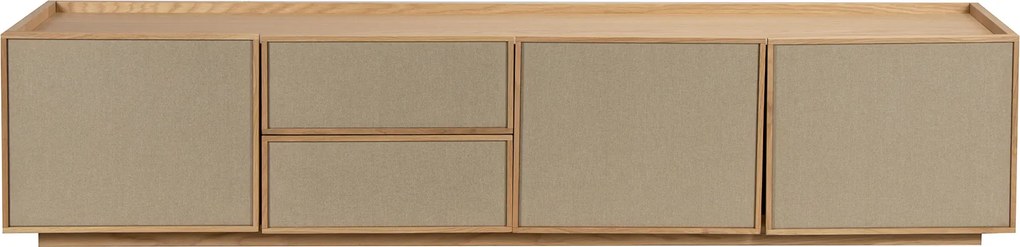 Eiken Tv-meubel Met Stoffen Deuren 180 Cm - 180x40x40cm.