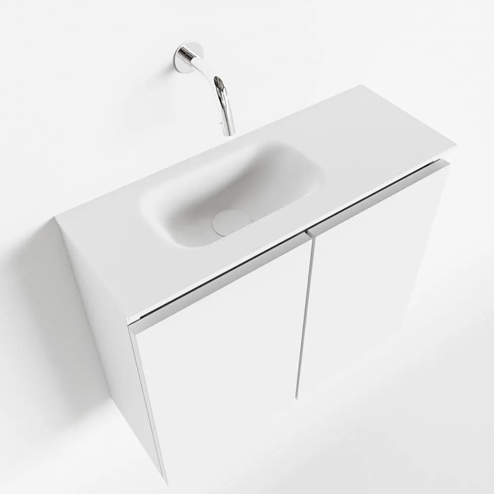 Mondiaz Ture 60cm toiletmeubel talc met wastafel talc links geen kraangat