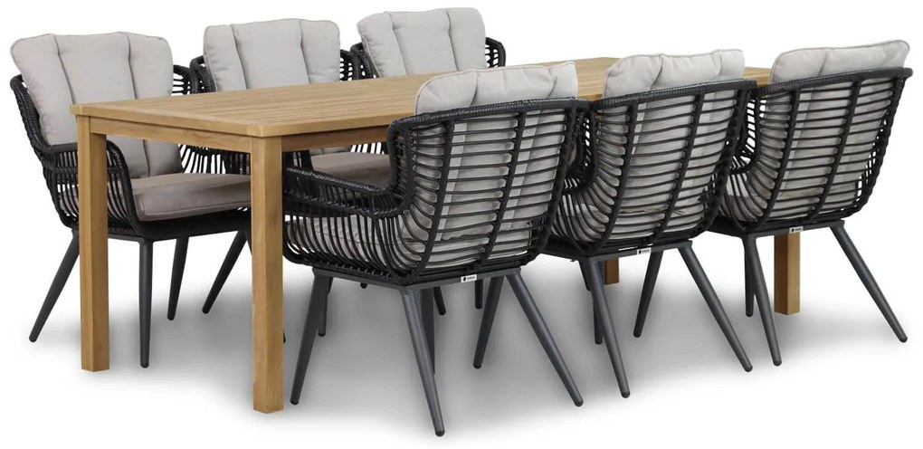 Tuinset 6 personen 210 cm Wicker/Aluminium/Aluminium/wicker Zwart Coco Azzano/Weston