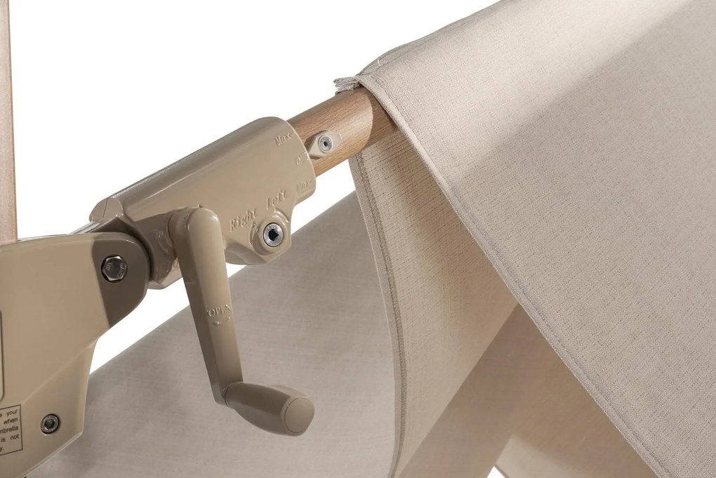 4 Seasons Outdoor Siesta PREMIUM 300 x 300 cm parasol zand, wood look frame Parasol   beige weerbestendig